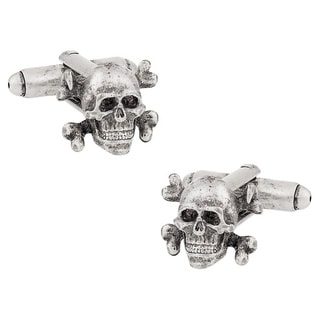 Cuff Daddy Silvertone Skull and Crossbones Cuff Links