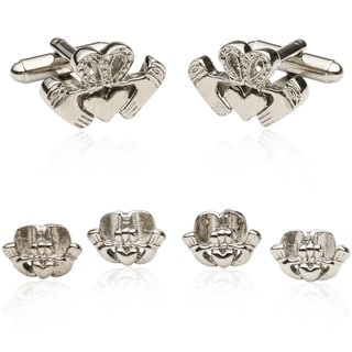 Cuff Daddy Silvertone Claddagh Formal Cuff Link Set