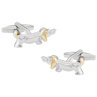 Cuff Daddy Silvertone Dachshund Dog Cufflinks