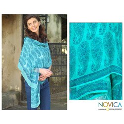 Silk 'Chennai Garden' Shawl (India)-Image