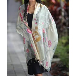 Silk 'Cherry Blossoms' Batik Shawl (Indonesia)-Image