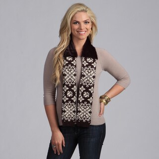 Muk Luks Eggplant Swirly Scrolls Faux Fur Neck Wrap