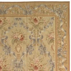 Hand-knotted French AubussonTaupe Wool Rug (12' x 15')