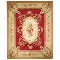 Hand-knotted French Aubusson Weave Red Taupe Wool Rug (10' x 14')