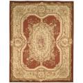 Hand-knotted French Aubusson Burgundy/ Ivory Wool Rug (10' x 14'))