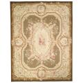 Hand-knotted French Aubusson Taupe/ Ivory Wool Rug (12' x 15')