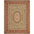 Hand-knotted French Aubusson Taupe Red Wool Rug (12' x 15')