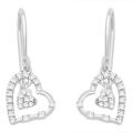 Sterling Silver 1/5ct TDW Diamond Heart Earrings (H-I, I3)