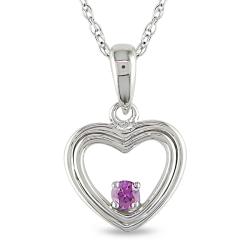10k White Gold Pink Diamond Heart Necklace