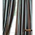 Signature Stripe Chocolate/ Blue Faux Silk Taffeta Curtain Panel (50 in. x 108 in.)