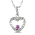 10k White Gold Pink Diamond Heart Necklace