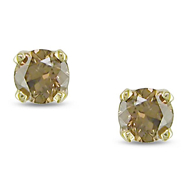 10k Yellow Gold 1/4ct TDW Brown Diamond Stud Earrings