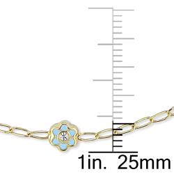 14k Yellow Gold Cubic Zirconia and Flower Charm Baby Bracelet