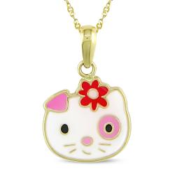 14k Yellow Gold Kitty Baby Necklace