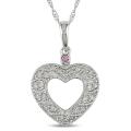 10k White Gold 1/4ct TDW Diamond and Pink Sapphire Necklace (H-I, I2-I3)