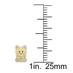 14k Two-tone Gold Cat Baby Earrings
