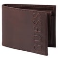 Guess Men's Distressed Embossed Bi-Fold Passcase Wallet