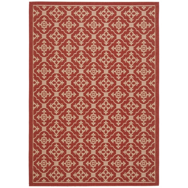 Safavieh Red/ Cream Indoor Outdoor Rug (6'7 x 9'6) Overstock Shopping Great Deals on