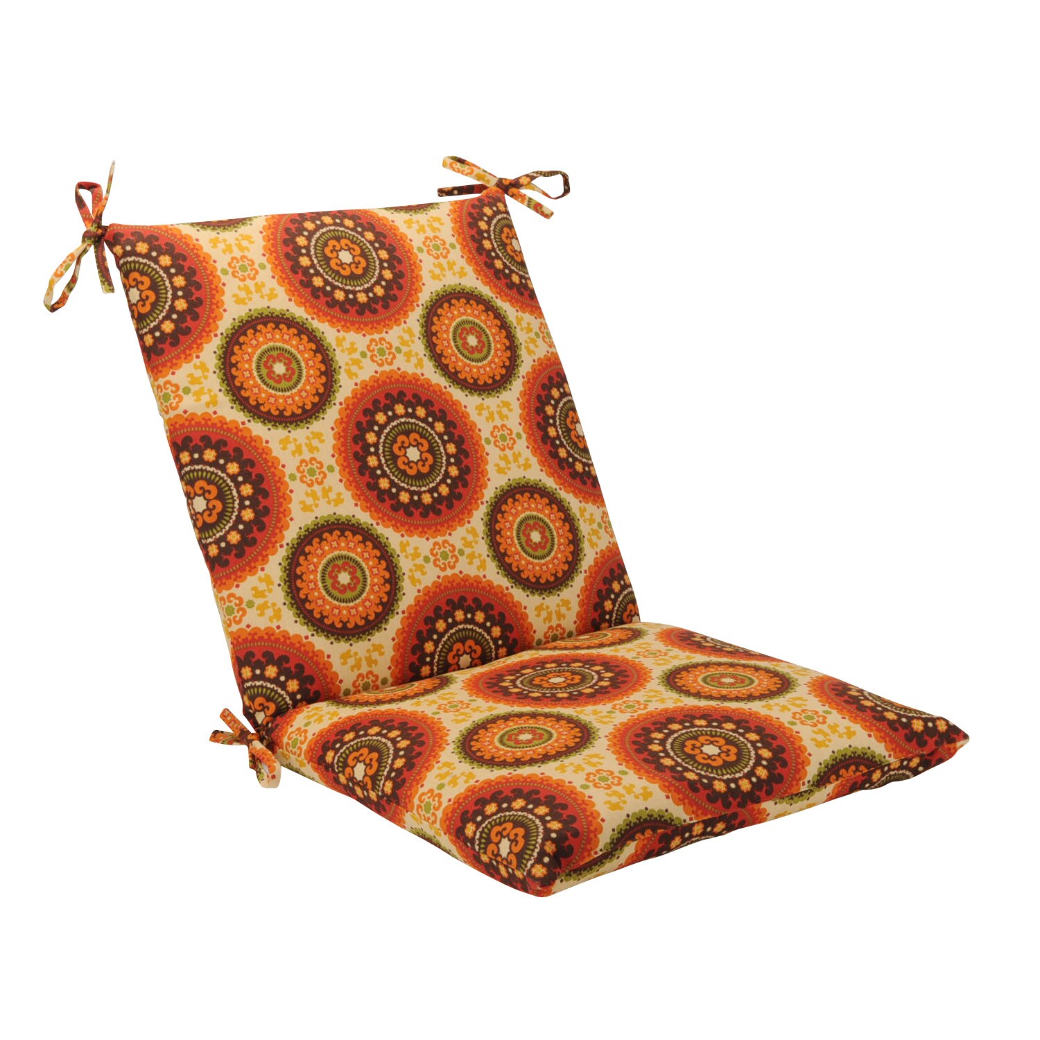 Pillow Perfect Outdoor Brown/ Orange Circles Square Chair Cushion