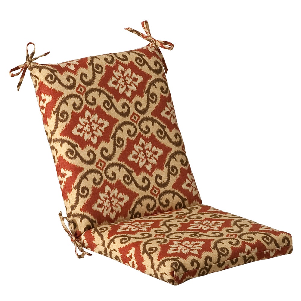 Pillow Perfect Outdoor Red/ Tan Damask Square Chair Cushion - 13937456