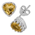 Sterling Silver Citrine Heart Earrings