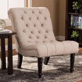 Caelie Beige Linen Modern Lounge Chair