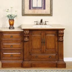 Buy Online Silkroad Exclusive 58-inch Travertine Stone Top Single Vanity