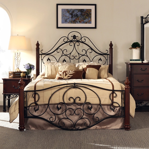 TRIBECCA HOME Madera Graceful Scroll Bronze Iron Metal Queensized Bed 