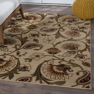 (>_<)  Infinity Collection Ivory/ Beige Rug (7'10 x 10'3)