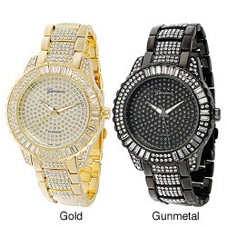 Geneva Platinum Rhinestone Base Metal Link Watch