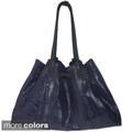 Alla Leather Art Empire Large Snake Embossed Shoulder Bag