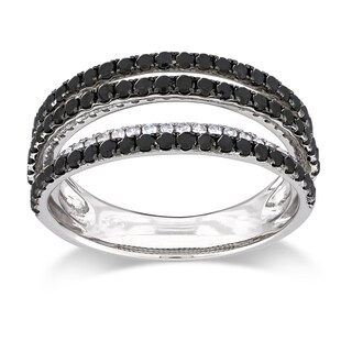 Miadora Sterling Silver 1ct TDW Black and White Diamond Ring (G-H, I3)