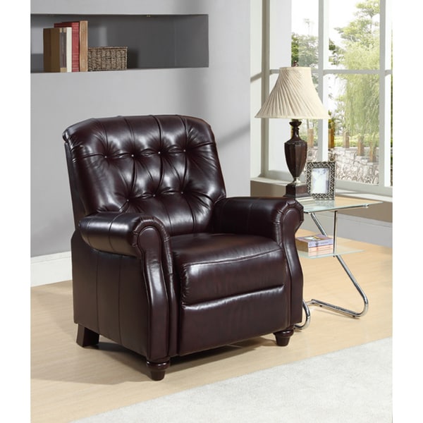 Charlotte Burgundy Leather Pushback Italian Recliner Overstock