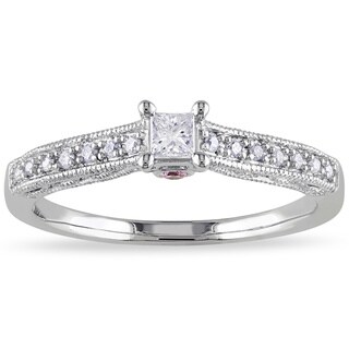 Miadora 10k Gold 1/4ct TDW Diamond and Pink Sapphire Ring (G-H, I2-I3)