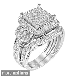 Sterling silver engagement wedding ring sets