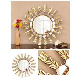 Great Prices Mohena Wood Glass 'Sun Medallion' Mirror (Peru)