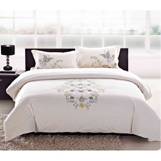 Hyacinth Embroidered 3-piece Duvet Cover Set
