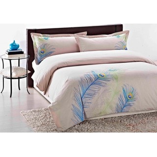 Peacock Embroidered King-size 3-piece Duvet Cover Set
