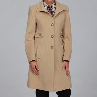 camel funnel neck coat
