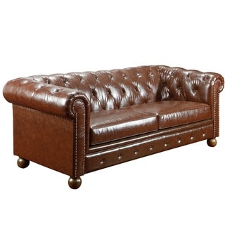[1] Mocha Tufted Nailhead Sofa