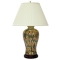 Artisan Verdant Glazed Chinese Porcelain Fishtail Vase Lamp with Shade
