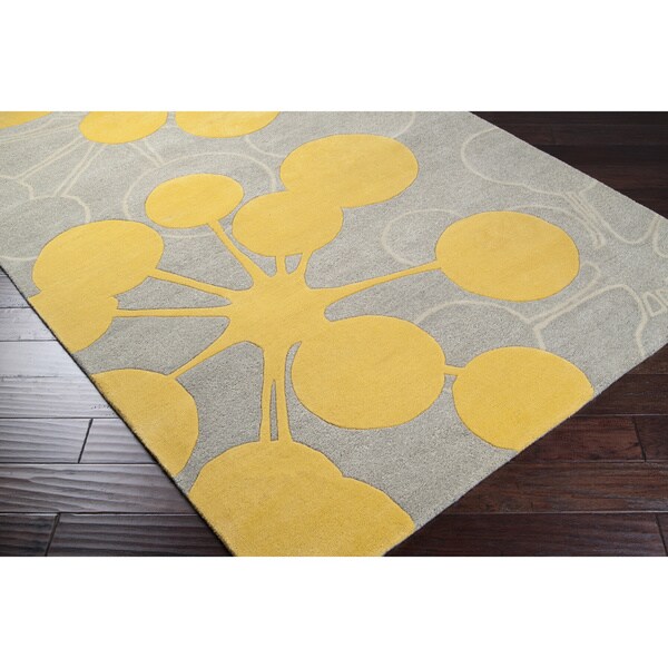 Jef Designs Handtufted Grey/Yellow Contemporary Halesowen Wool