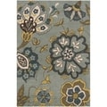 Meticulously Woven Contemporary Sea Blue Floral Fleetwood Rug (5'3 x 7'6)