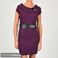 Tiana B. Women's Cable Knit Buckle Belted Sweater Dress