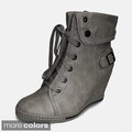 Bucco Womens Cognac Wedge Boots