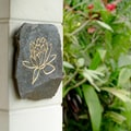 Volcanic Slate Lotus Symbol Engraved Stone (Indonesia)