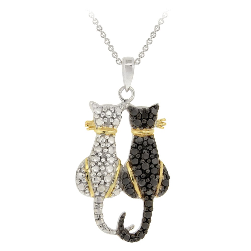DB Designs Tricolor Black Diamond Accent Two Cats Necklace 13976043