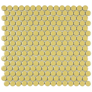 Huge Selection SomerTile Penny 3/4-in Vintage Yellow Porcelain Mosaic Tile (Pack of 10) 12.25x12-in