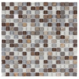 SomerTile Reflections Mini 5/8-in Tundra Glass/Stone Mosaic Tile (Pack of 10, 11.75 x 11.75 in.)