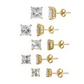 Icz Stonez Gold over Silver Cubic Zirconia Stud Earrings (Set of 5) (24.8ct TGW)